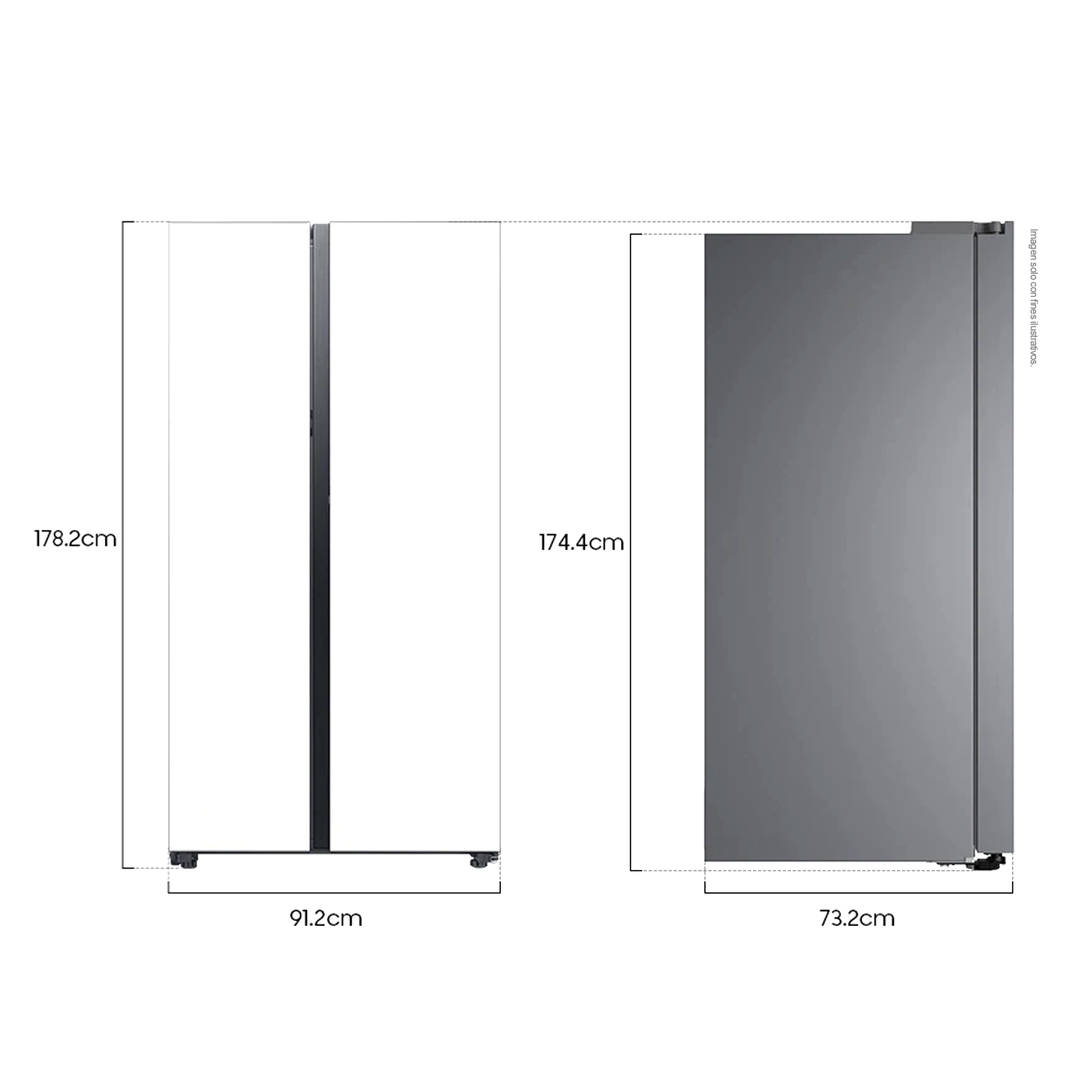 Refrigeradora 23pc Bespoke, RS23CB70NA12AP Samsung, Side by Side, color: Clean white + clean white