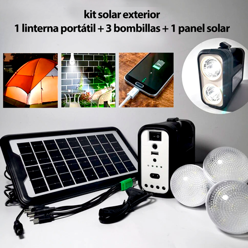 Kit solar panel + batería con bombillos incluidos DSY 3507