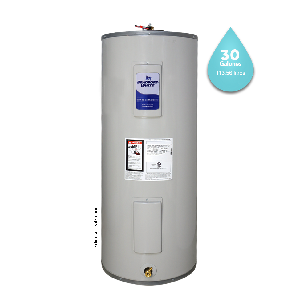 Calentador de agua de 30gls, eléctrico RE230S6-1NCWW-EXP. BRADFORD WHITE