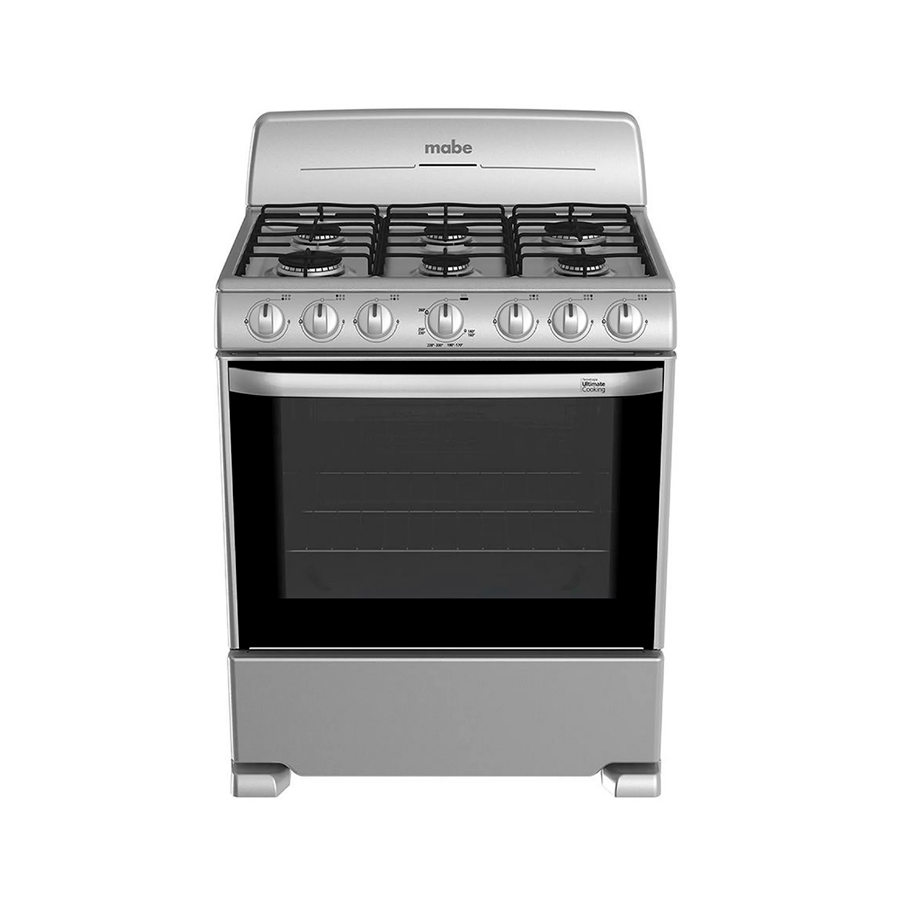 Estufa 30" a gas EM7641BAIS2 Mabe color gris mesa de acero inoxidable 6 quemadores