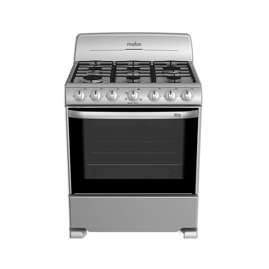 Estufa 30" a gas EM7641BAIS2 Mabe color gris mesa de acero inoxidable 6 quemadores
