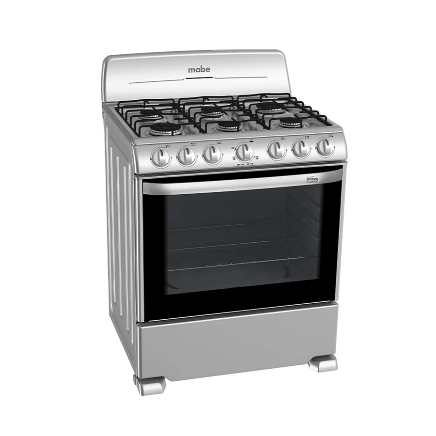Estufa 30" a gas EM7641BAIS2 Mabe color gris mesa de acero inoxidable 6 quemadores