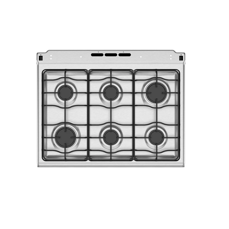 Estufa 30" a gas EM7641BAIS2 Mabe color gris mesa de acero inoxidable 6 quemadores