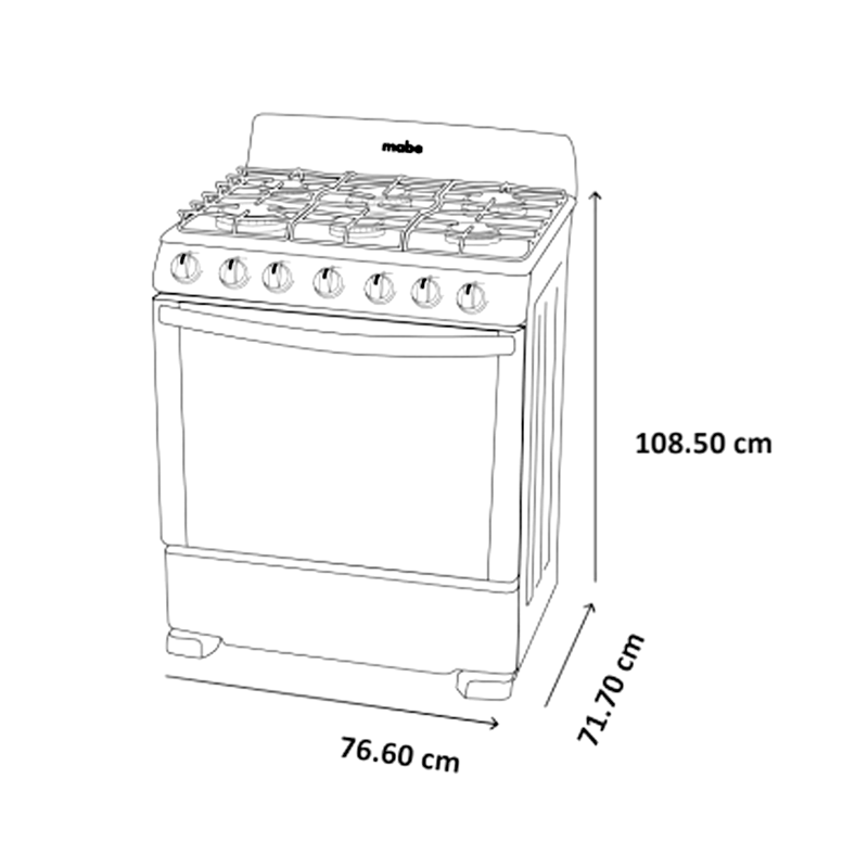 Estufa 30" a gas EM7641BAIS2 Mabe color gris mesa de acero inoxidable 6 quemadores