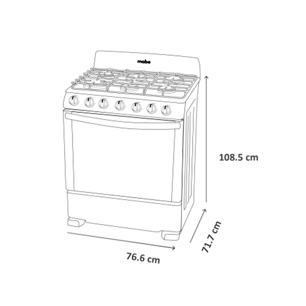 Estufa a gas 30" EM7641BAIN2 Mabe 6 quemadores mesa de acero inoxidable