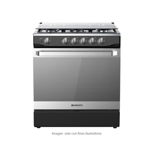 Estufa a gas 30" NEP-7735AFNDM Nisato negro con acero inoxidable