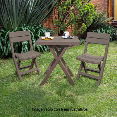 Mesa rectangular plegable + 2 sillas plegables Mocca 13010-XP.