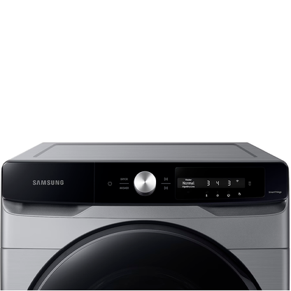 Lavadora Samsung carga frontal 22kg WF22C6400AP/AP plateado tambor de acero inoxidable pantalla control inteligencia artificial.