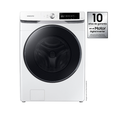 Lavadora Samsung carga frontal 22kg WF22C6400AW/AP color blanco tambor de acero inoxidable pantalla control inteligencia artificial