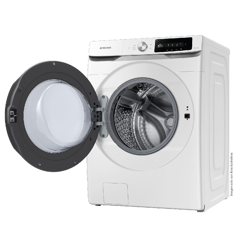Lavadora Samsung carga frontal 22kg WF22C6400AW/AP color blanco tambor de acero inoxidable pantalla control inteligencia artificial