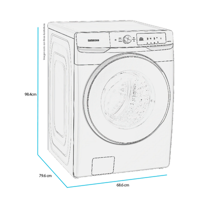 Lavadora Samsung carga frontal 22kg WF22C6400AW/AP color blanco tambor de acero inoxidable pantalla control inteligencia artificial