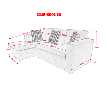 Sofá modular + loveseat modelo granada, estructura de madera y tapizado en chenile