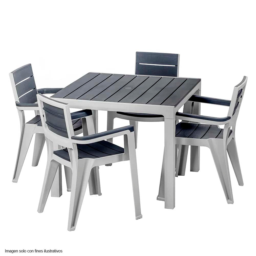 Combo de mesa cuadrada + 4 sillas Madeira Cuarzo