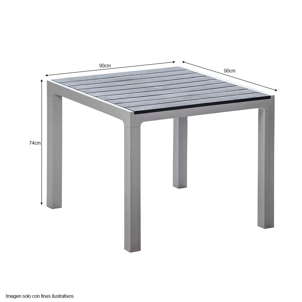 Combo de mesa cuadrada + 4 sillas Madeira Cuarzo