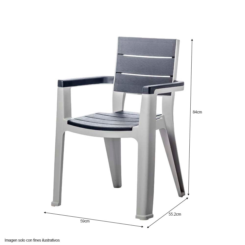 Combo de mesa cuadrada + 4 sillas Madeira Cuarzo