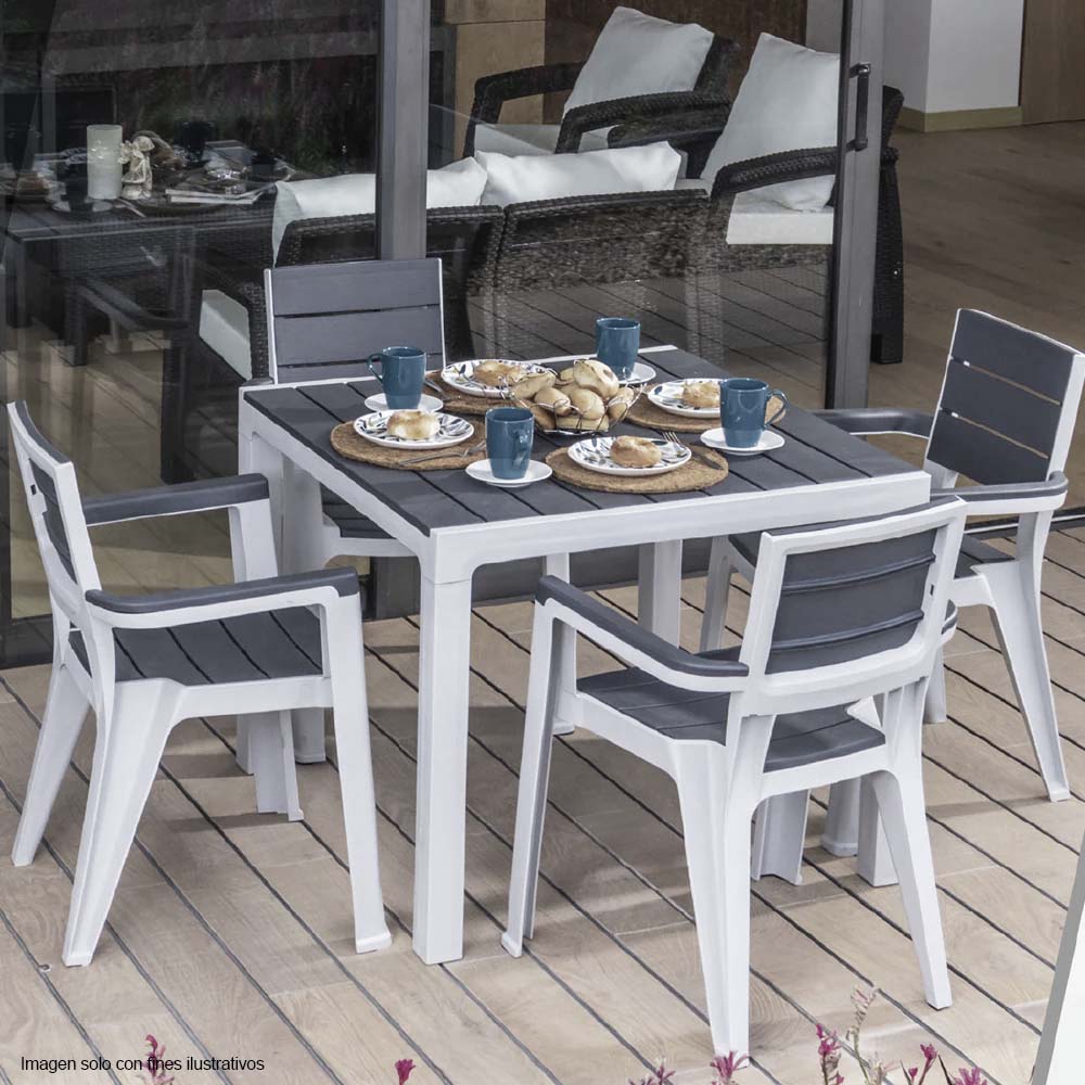 Combo de mesa cuadrada + 4 sillas Madeira Cuarzo