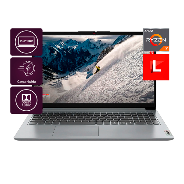 Laptop Lenovo Ideapad 1, 15.6" FHD, AMD Ryzen 7 5700U, 16GB, 1TB SSD, Cloud Grey