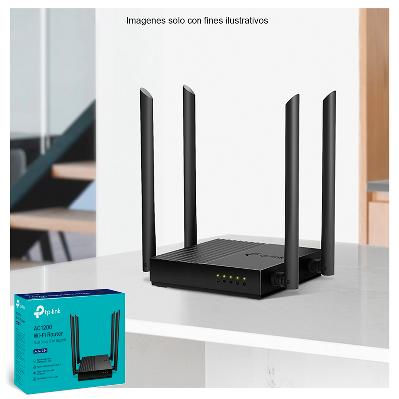 TP-LINK ARCHER C64 - ROUTER WIFI AC1200, DOBLE BANDA, GIGABIT