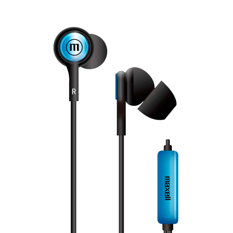 Audífonos Azul y Blanco In Ear Cableado con mic 199688 Tri-E Trilogy MAXELL