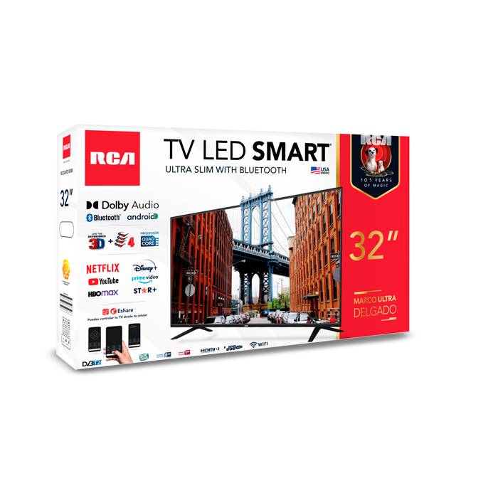 Televisor LED Smart de 32" HD, RCA RC32S24T2-3DSM.