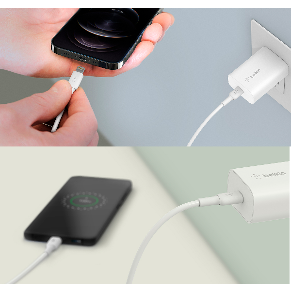 Cargador de pared BELKIN 25w USB-C PD PPS (APPLE - SAMSUNG)