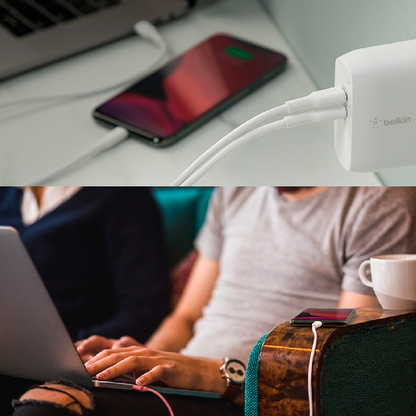 Cargador de pared dual USB-C PD GaN de 68W BELKIN