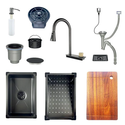 Fregador de lujo, 75 cm, SIENA 75, Drija, acero inoxidable satín, grifería y accesorios incluidos