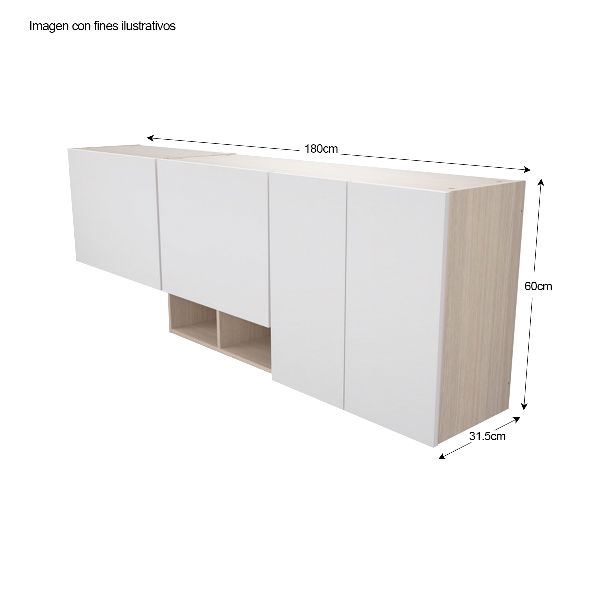 Gabinete de cocina suspendido modelo GCS174 Color arena blanco