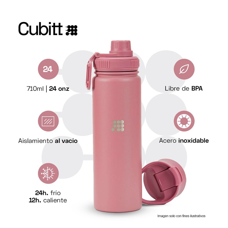 Termo Hidratación, 24 oz, CTHB24-4, Cubitt, Hydro Bottle acero inoxidable, color Dusty Coral