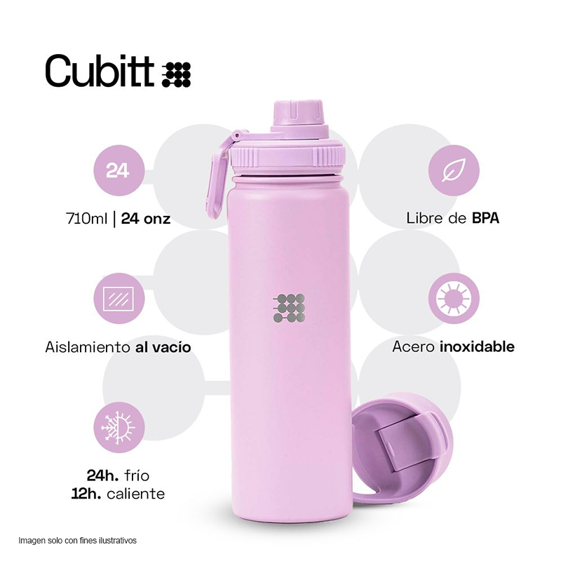 Termo para agua, 24 oz, CTHB24-5P, Cubitt, acero inoxidable, púrpura