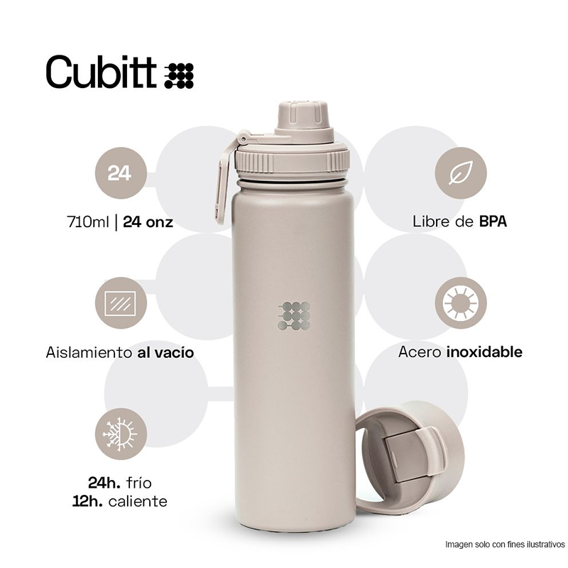 Termo para agua, 24 oz, CTHB24-9S, Cubitt, acero inoxidable, Arena