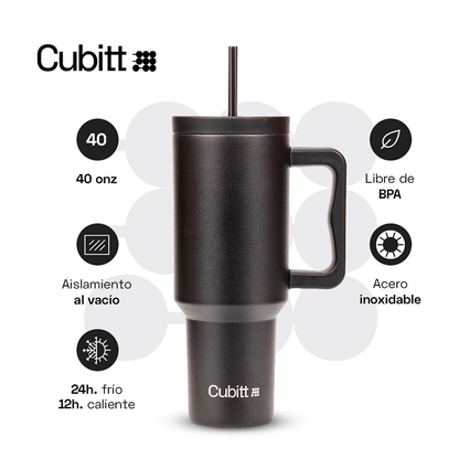 Termo para agua, 40 oz, CT-TUMB1, Cubitt, acero inoxidable, negro