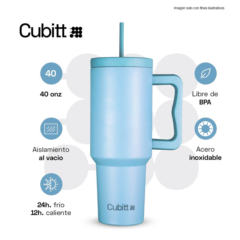 Termo para agua, 40 oz, CT-TUMB2, Cubitt, acero inoxidable, Azul claro