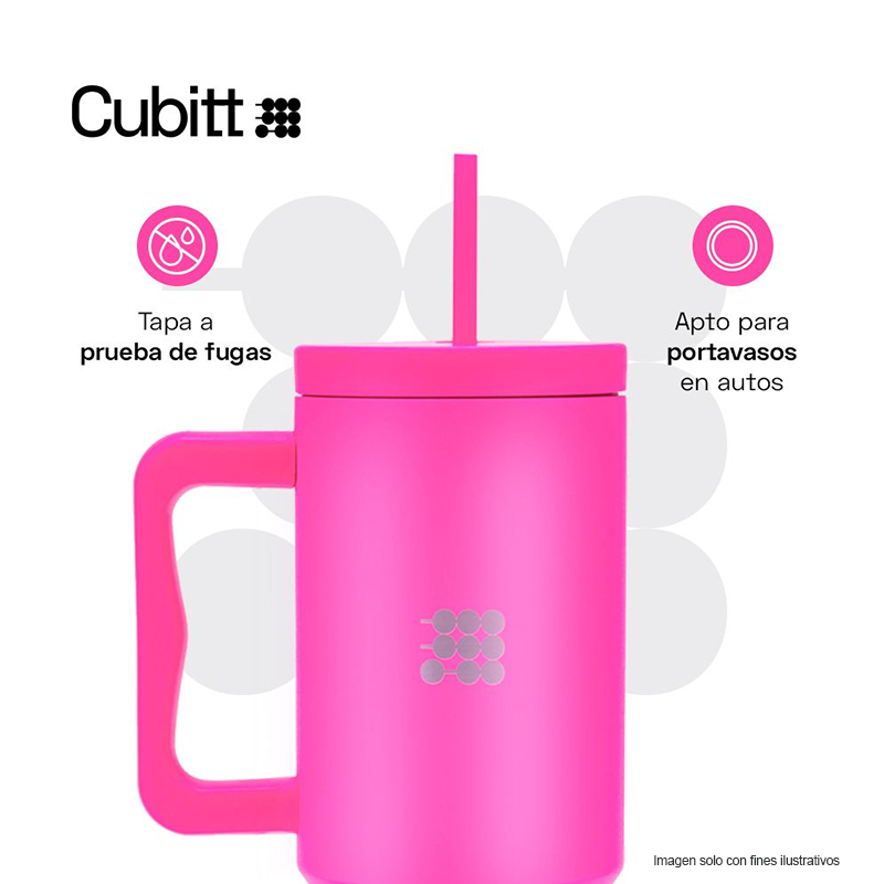 Termo para agua, 40 oz, CT-TUMB5F, Cubitt, acero inoxidable, fucsia