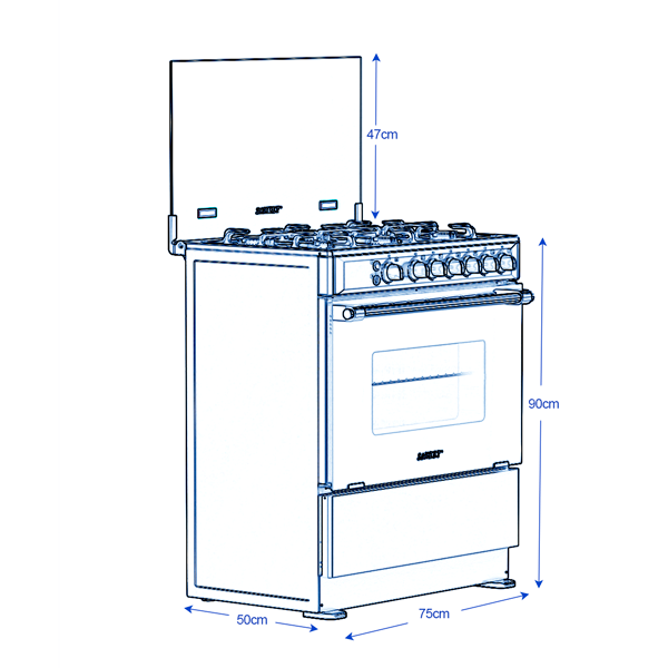 Estufa a gas 30" BERTA SL6 Sankey 6 quemadores encendido eléctrico