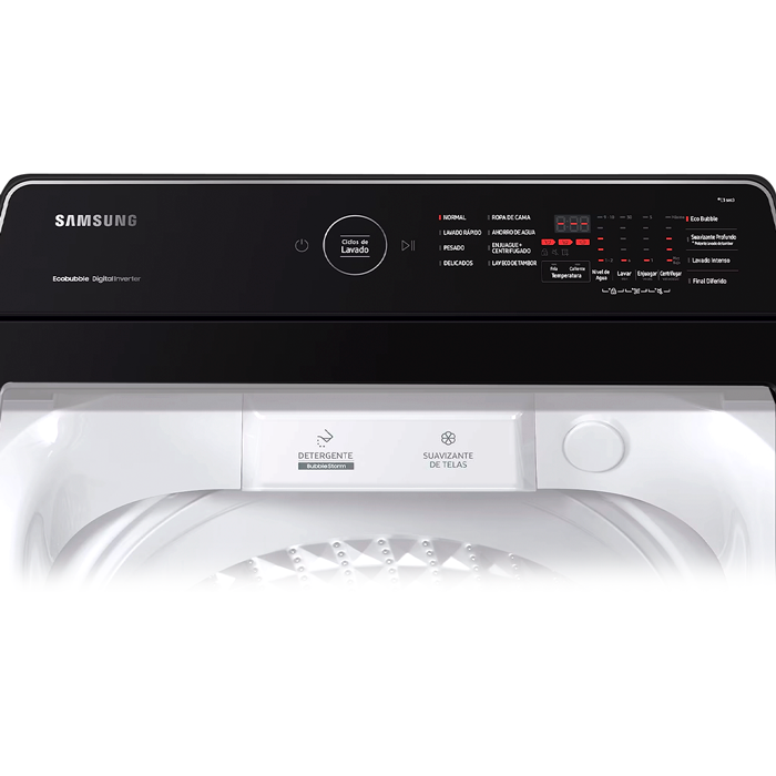 Lavadora 13kg carga superior Samsung WA13CG5441BWAP, tambor de acero inoxidable