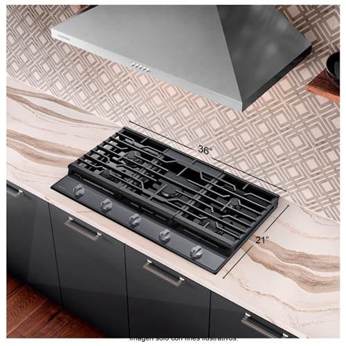 Estufa de 36" empotrable a gas acero inoxidable negro NA36R5310FS/AA Samsung