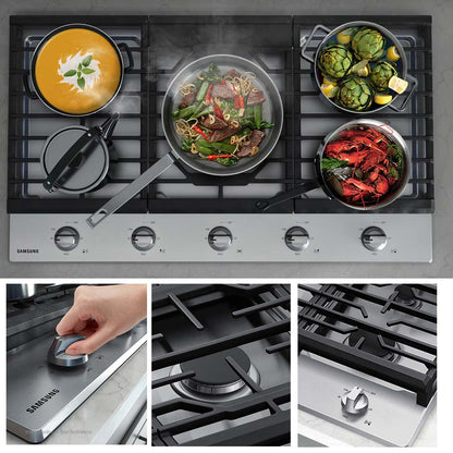 Estufa de 36" empotrable a gas acero inoxidable negro NA36R5310FS/AA Samsung