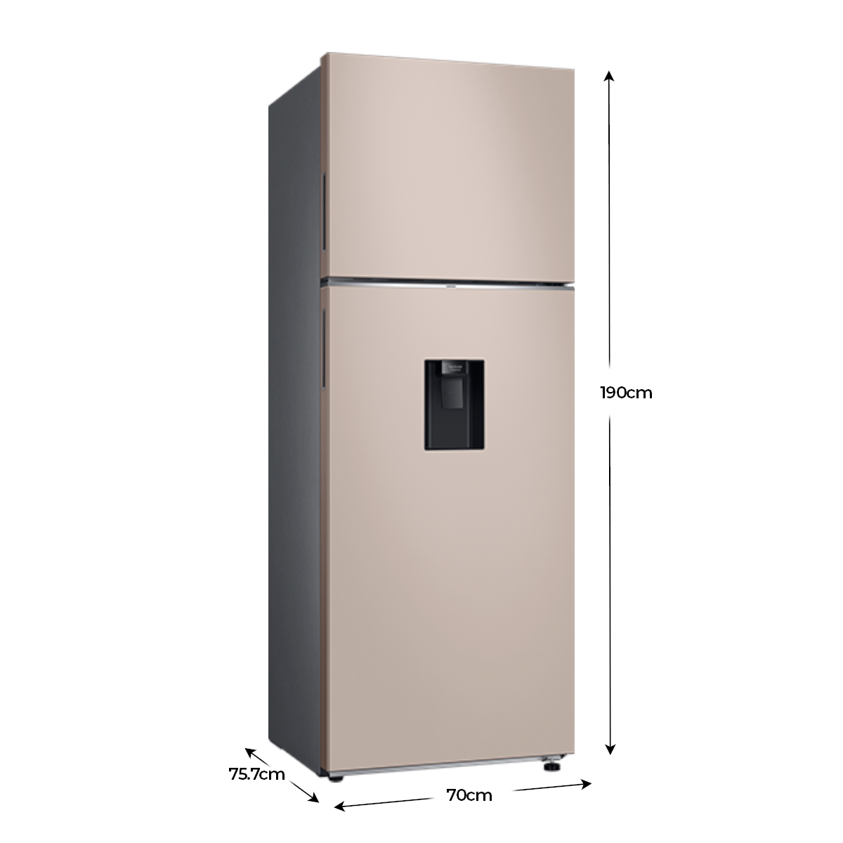 Refrigeradora 18 pc RT53DB6754ETAP Samsung, Top Mount  bespoke beige WiFi inteligente integrado dispensador de agua
