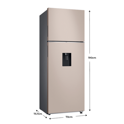 Refrigeradora 18 pc RT53DB6754ETAP Samsung, Top Mount  bespoke beige WiFi inteligente integrado dispensador de agua