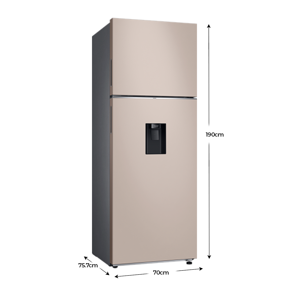 Refrigeradora Samsung Top Mount 18 pc RT53DB6754ETAP bespoke beige WiFi inteligente integrado dispensador de agua