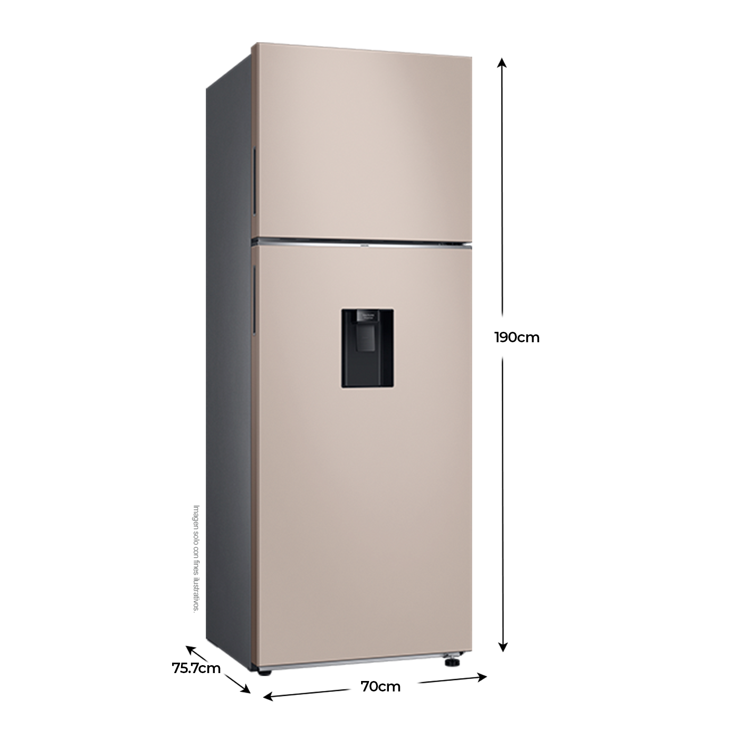 Refrigeradora 18 pc RT53DB6754ETAP Samsung, Top Mount  bespoke beige WiFi inteligente integrado dispensador de agua