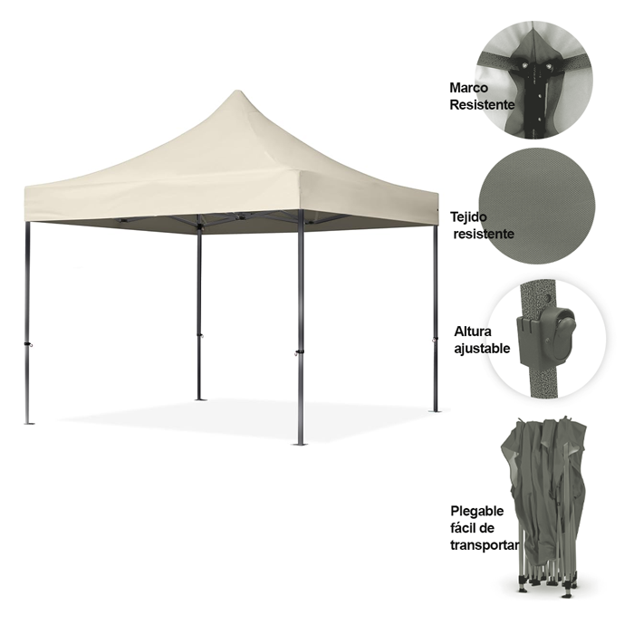 Gazebo Paseo safari 3X3 color beige modelo WS-2-007