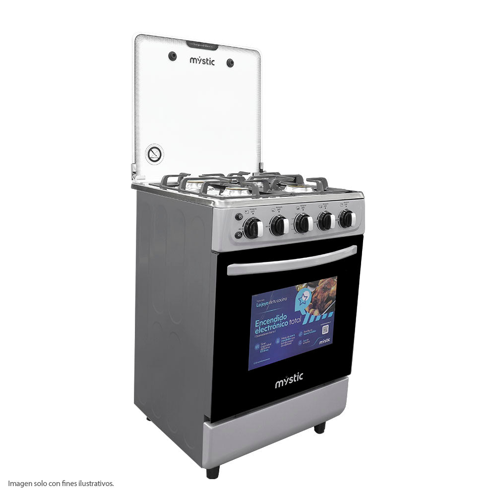 Estufa gas 24" MY-ST4QZ925-PHEL-SS  Mystic 4 quemadores, encendido eléctrico color acero inoxidable