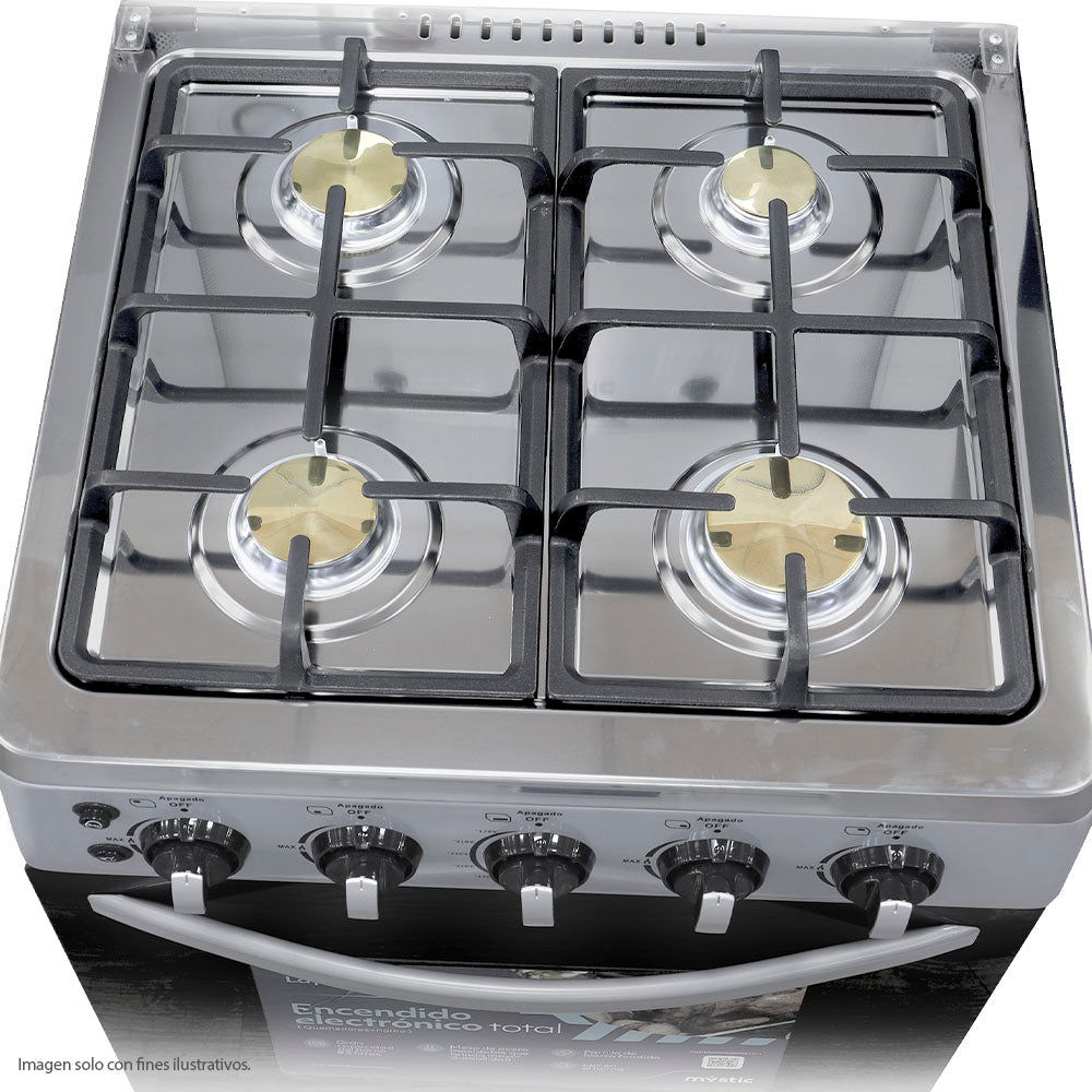Estufa gas 24" MY-ST4QZ925-PHEL-SS  Mystic 4 quemadores, encendido eléctrico color acero inoxidable