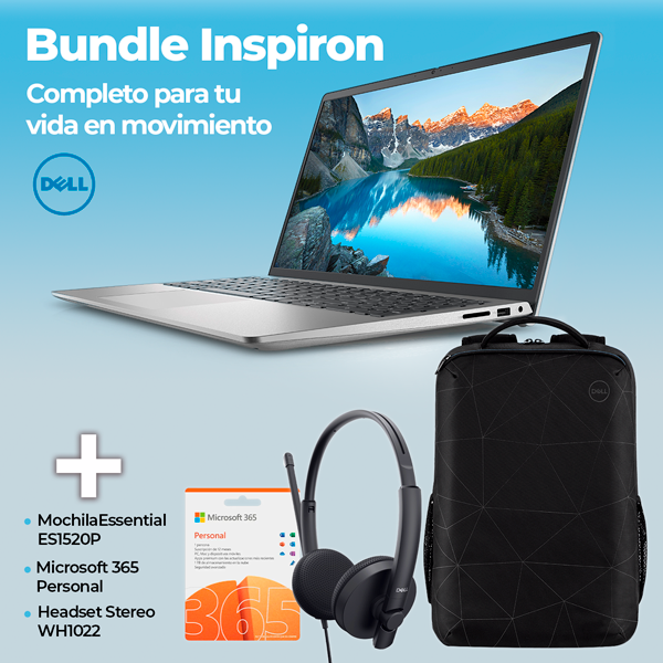 Laptop DELL INSPIRON 3525 pantalla 15.6” + Office 365 personal + Headset + Backpack.