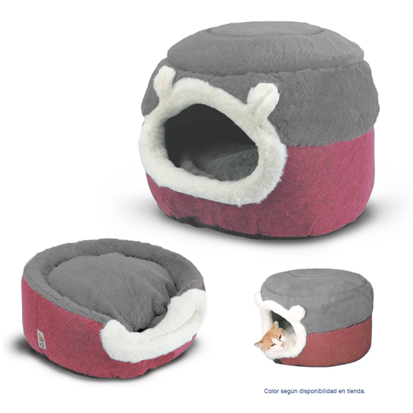 cama para gato rosado/gris 2 en 1 talla s 40x31cm VDG-4003-S-GRYPK Vida de Perro