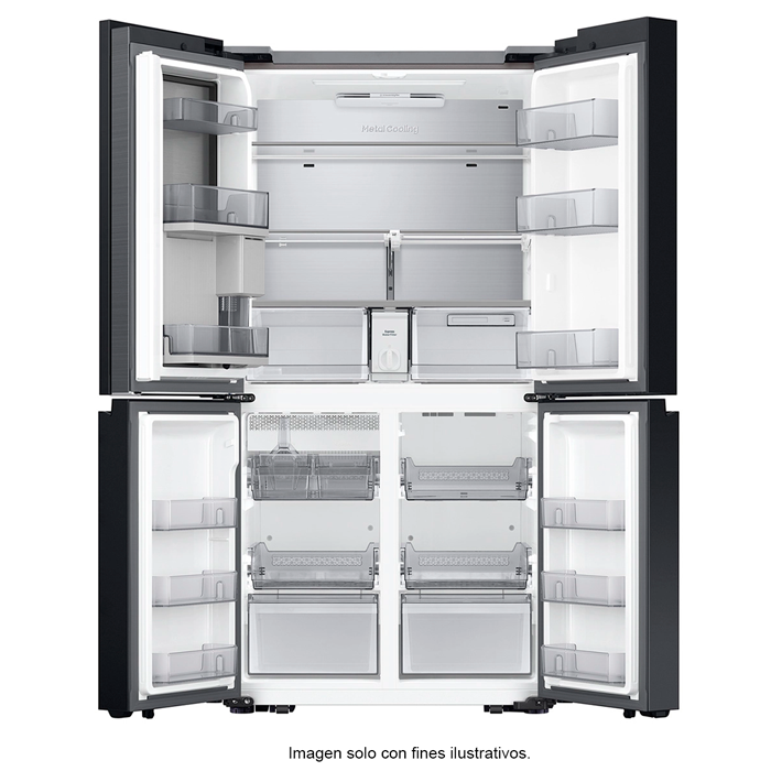 Refrigeradora Bespoke 29pc RF29DB965012AP FDR Samsung 4 puertas, dispensador interior + jarra automática triple enfriamiento flex zone dual ice hielo para whisky color clean white