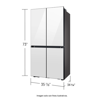 Refrigeradora Bespoke 29pc RF29DB965012AP FDR Samsung 4 puertas, dispensador interior + jarra automática triple enfriamiento flex zone dual ice hielo para whisky color clean white