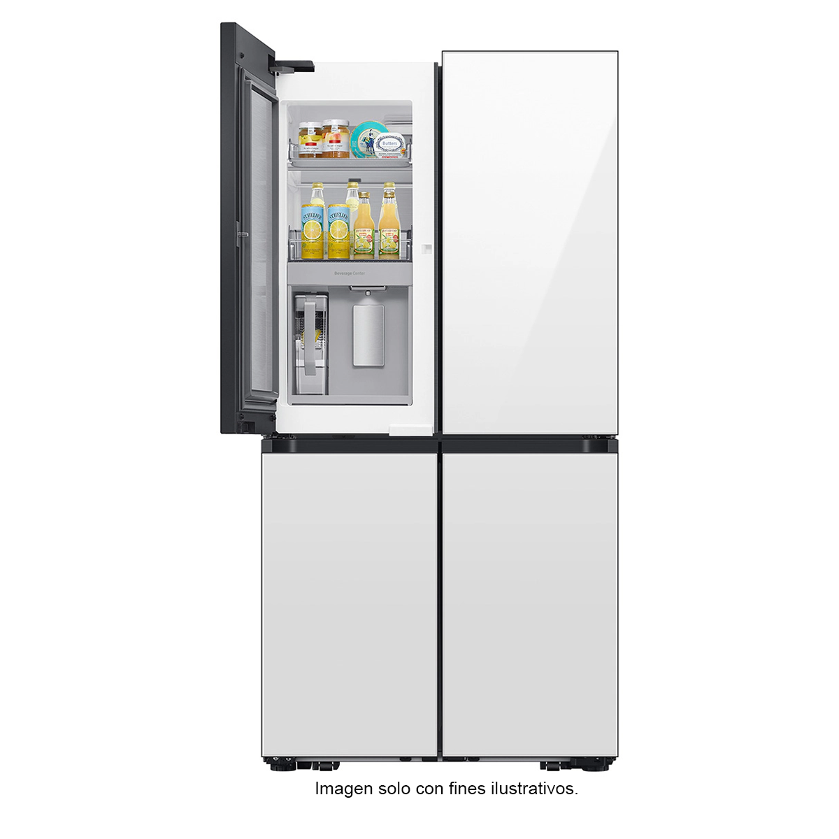 Refrigeradora Bespoke 29pc RF29DB965012AP FDR Samsung 4 puertas, dispensador interior + jarra automática triple enfriamiento flex zone dual ice hielo para whisky color clean white